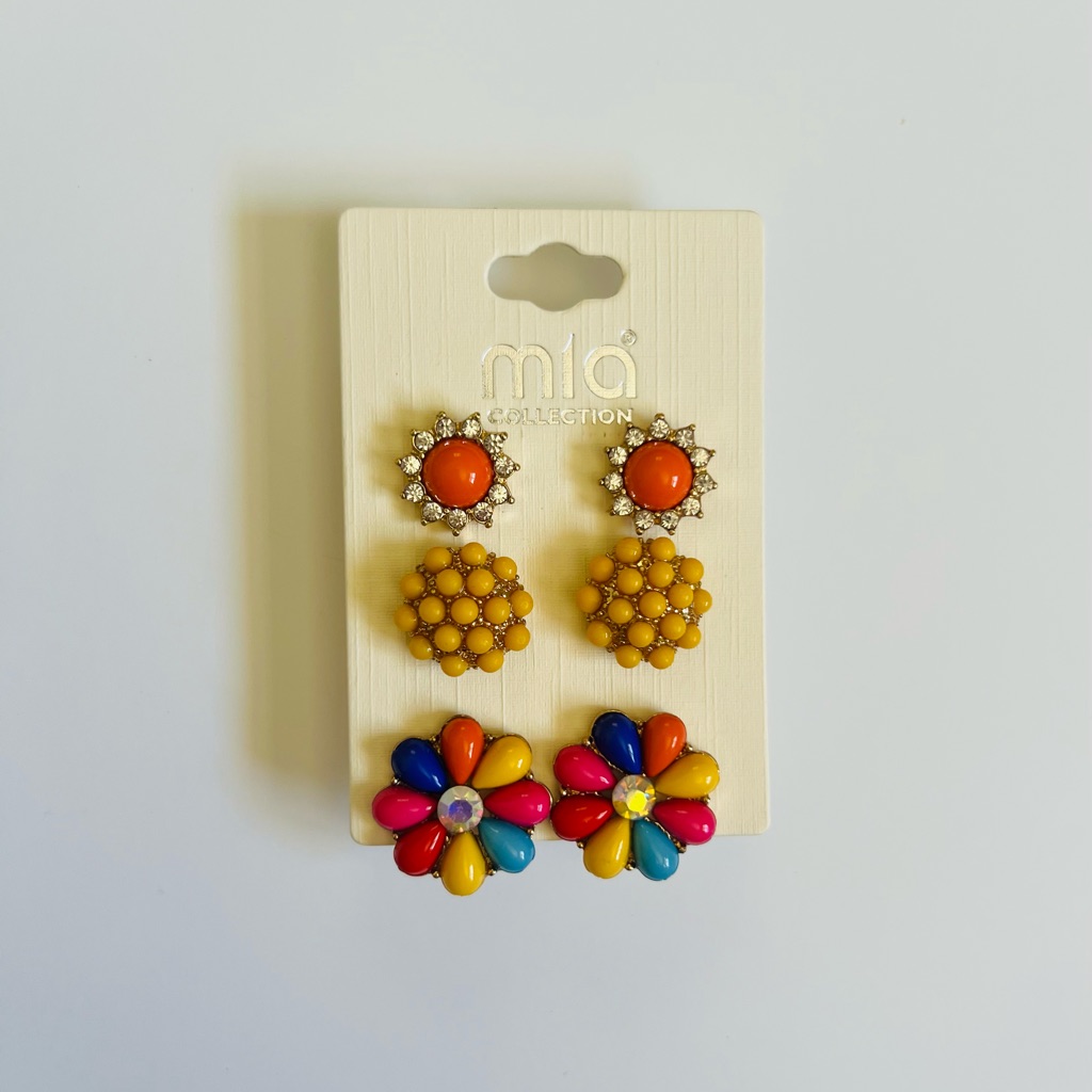 Mia Collection Colorful Flower Earrings Set 12$